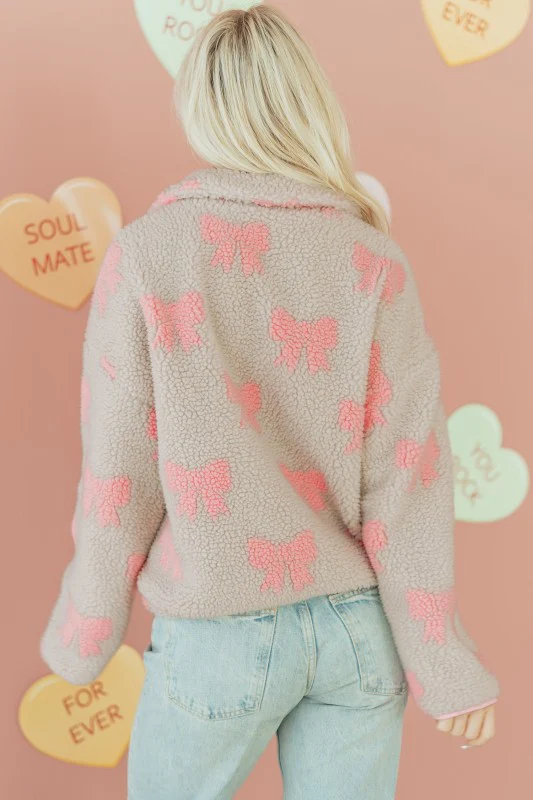 Valentine Bow Sherpa Quarter Zip Sweatshirt - Image 7