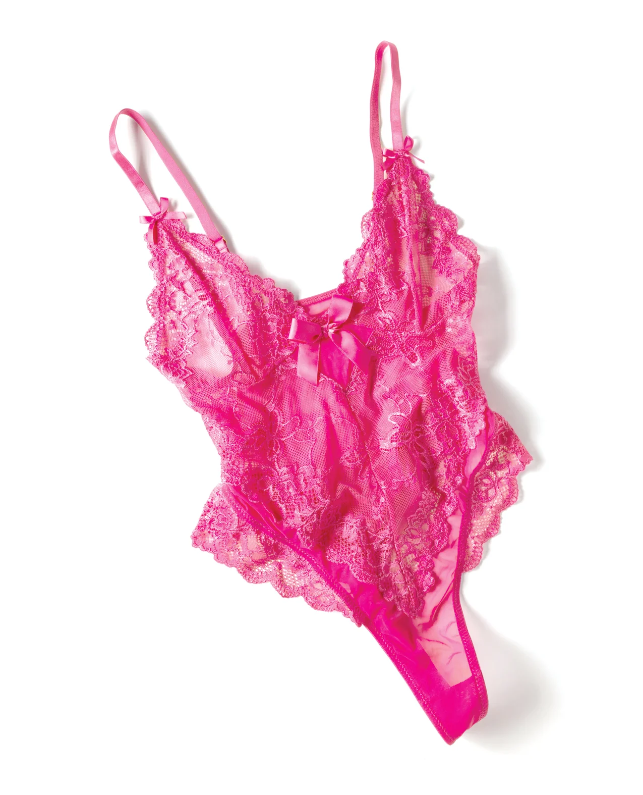 Valentine Lace Teddy w/Bow Details - Rose 3X/4X - Image 5