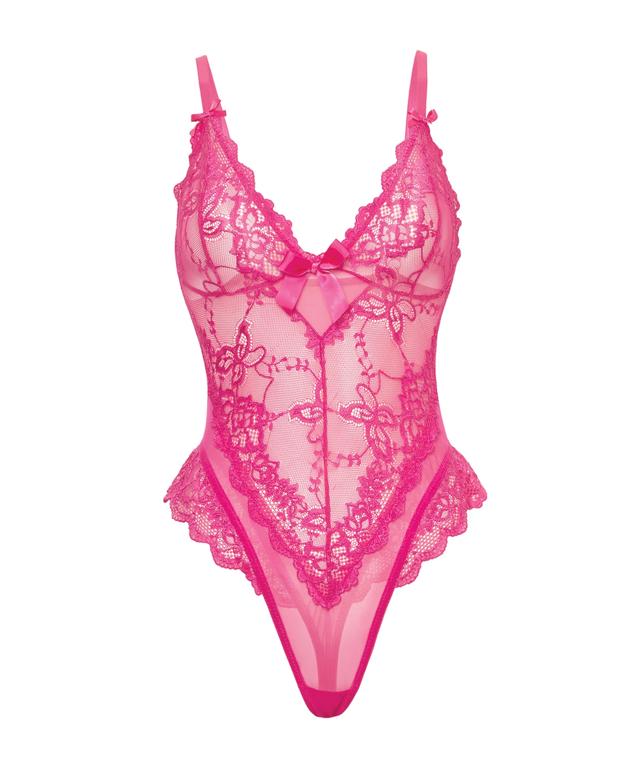 Valentine Lace Teddy w/Bow Details - Rose MD - Image 5