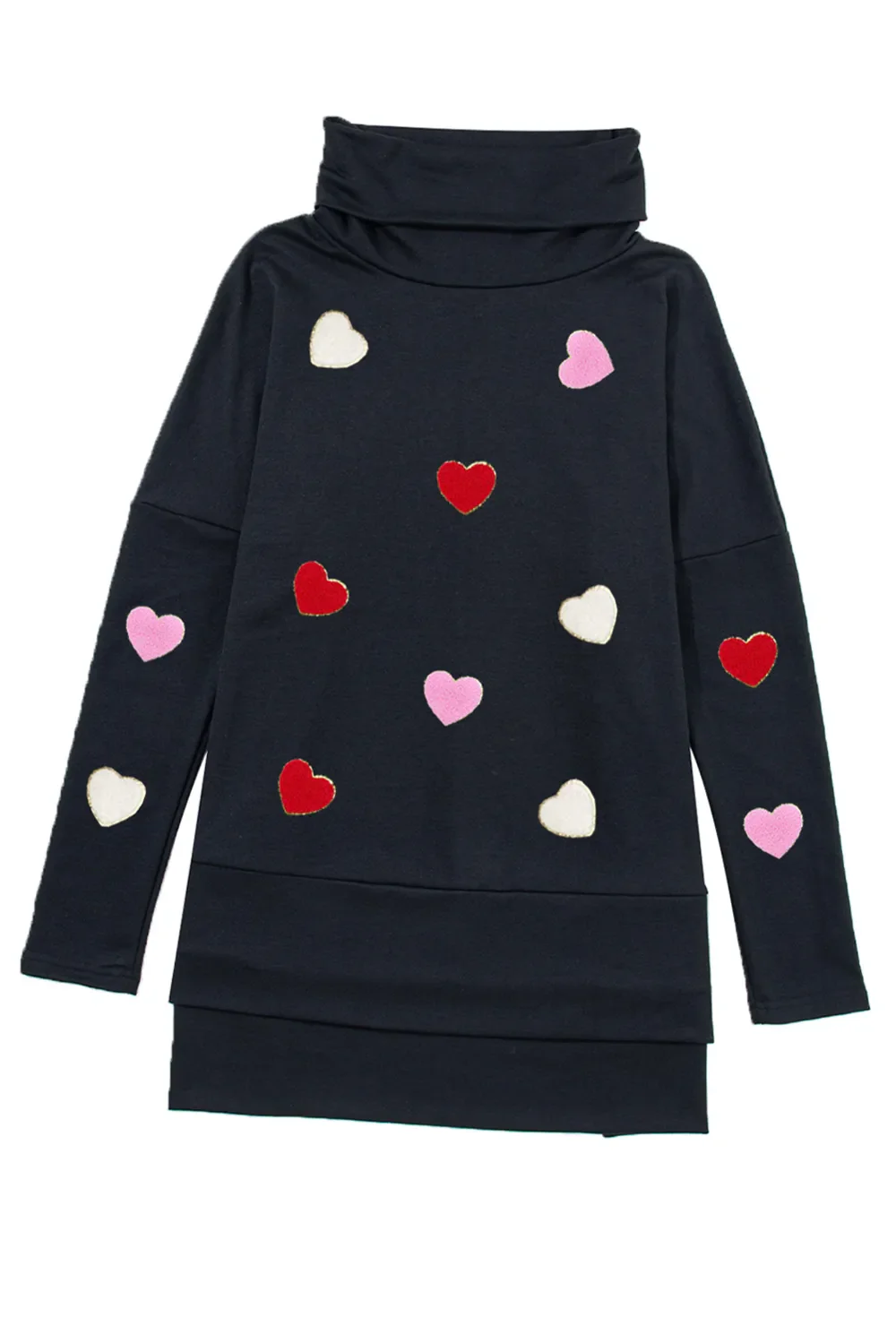 Valentineās Day Heart Patched Turtleneck Long Sleeve Top - Image 6