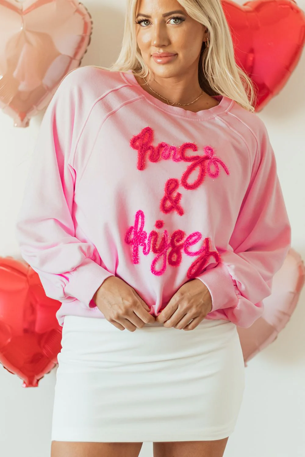 Valentine’s Day HUG AND KISSES Round Neck Sweatshirt - Image 5