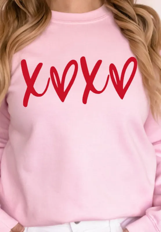 Valentine’s Day XOXO Round Neck Drop Shoulder Sweatshirt - Image 5