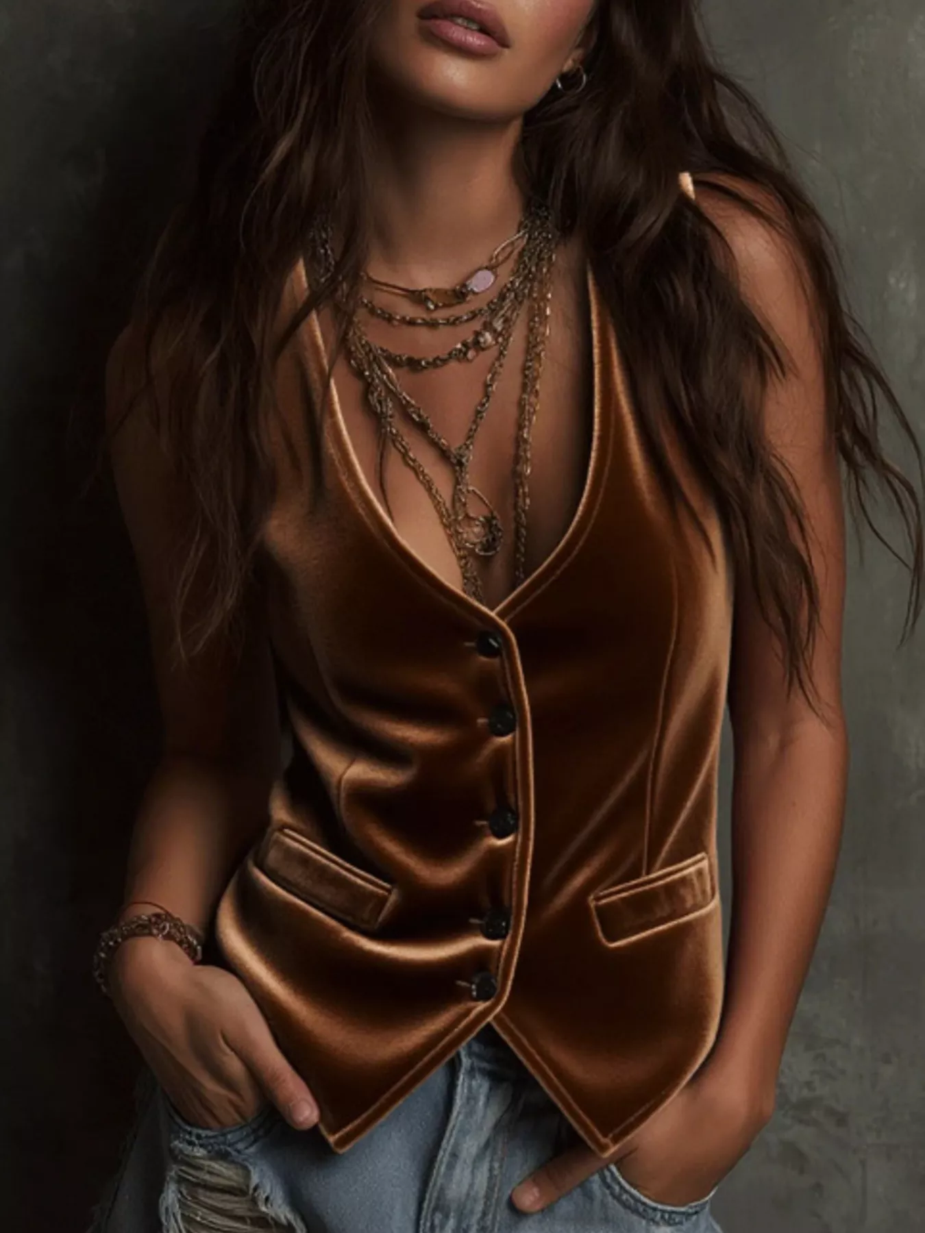 Velvet Button-Down Vest Coat - Image 4