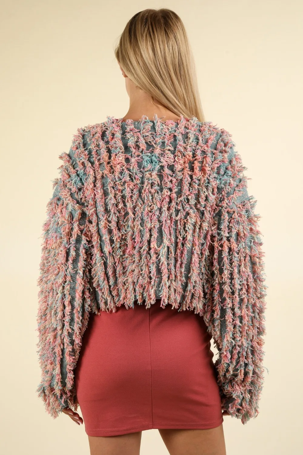 VERY J Shaggy Yarn Knit Zip Up Jacket - Image 2