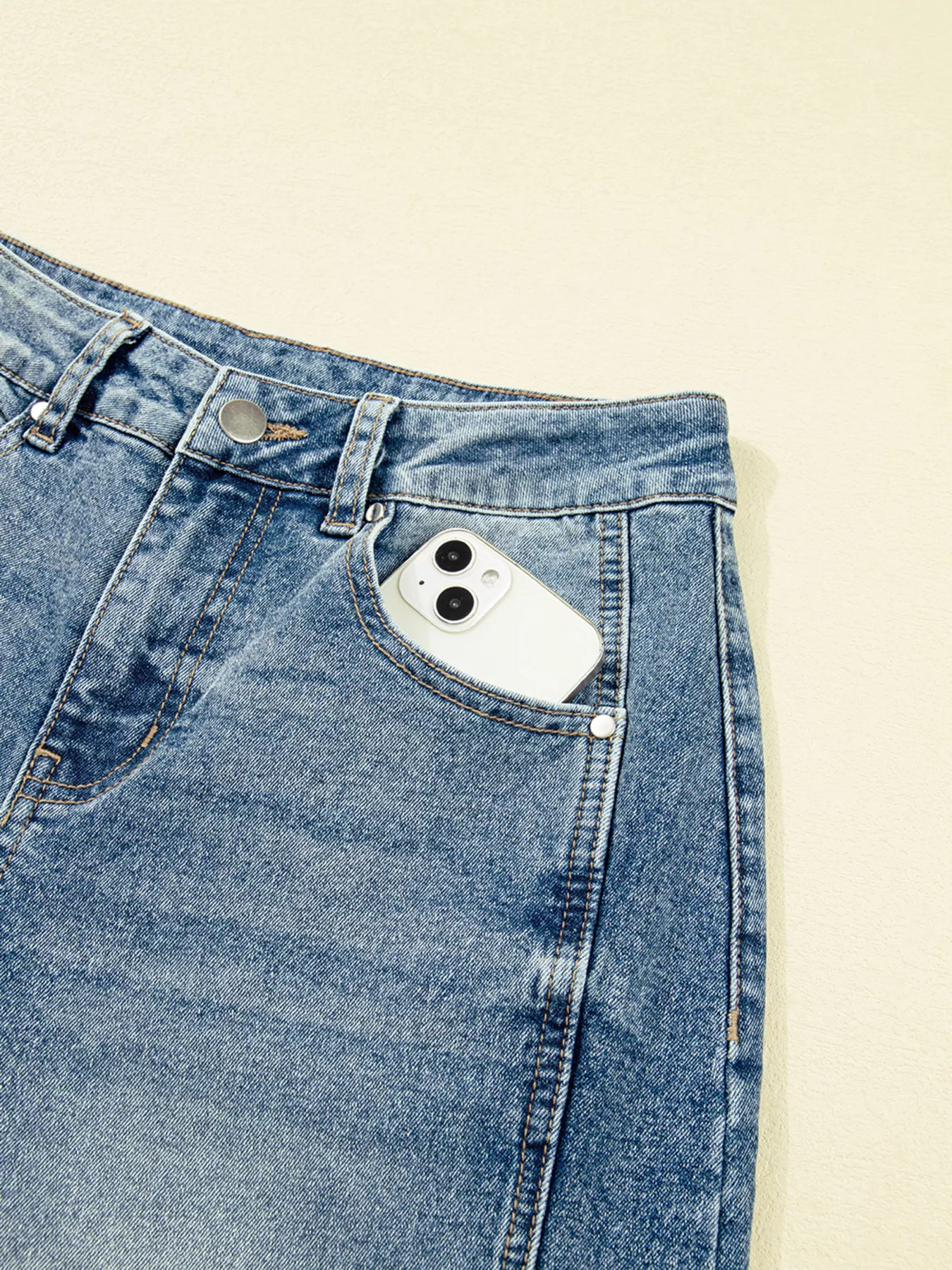 Vintage Washed Seam Detail Shift Jeans - Image 8