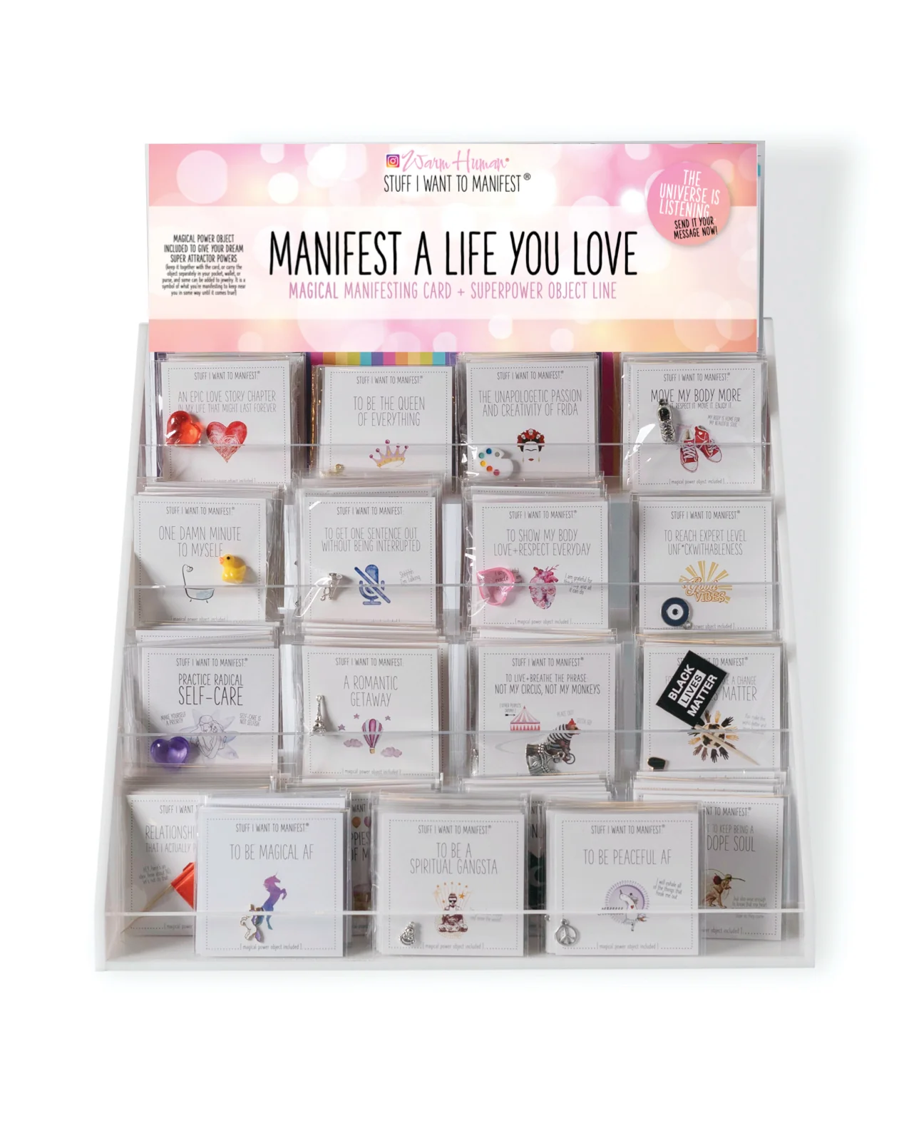 Warm Human Mini Cards w/Charms - Display of 16 Cards (12 of each style)