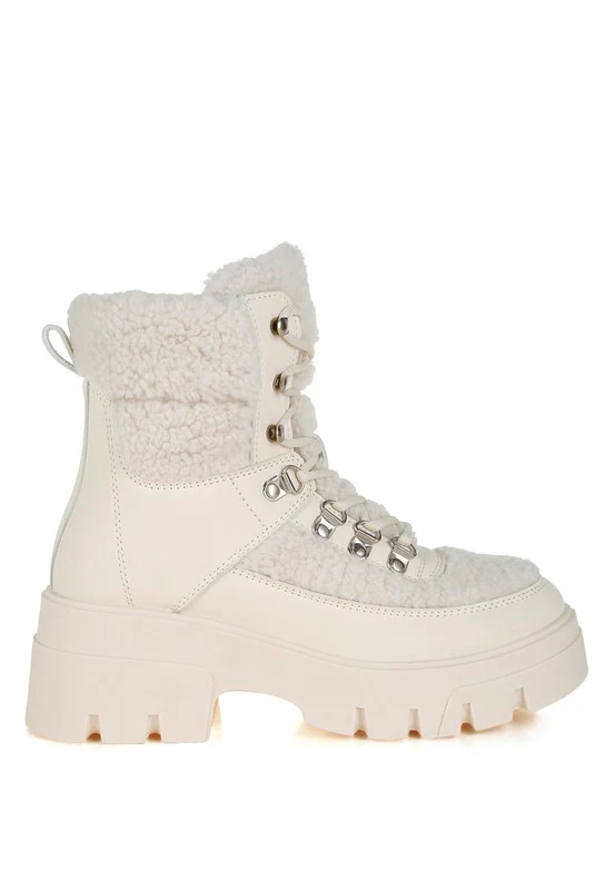 Wellerman Faux Fur Detail Chunky Hiker Boots - Image 3