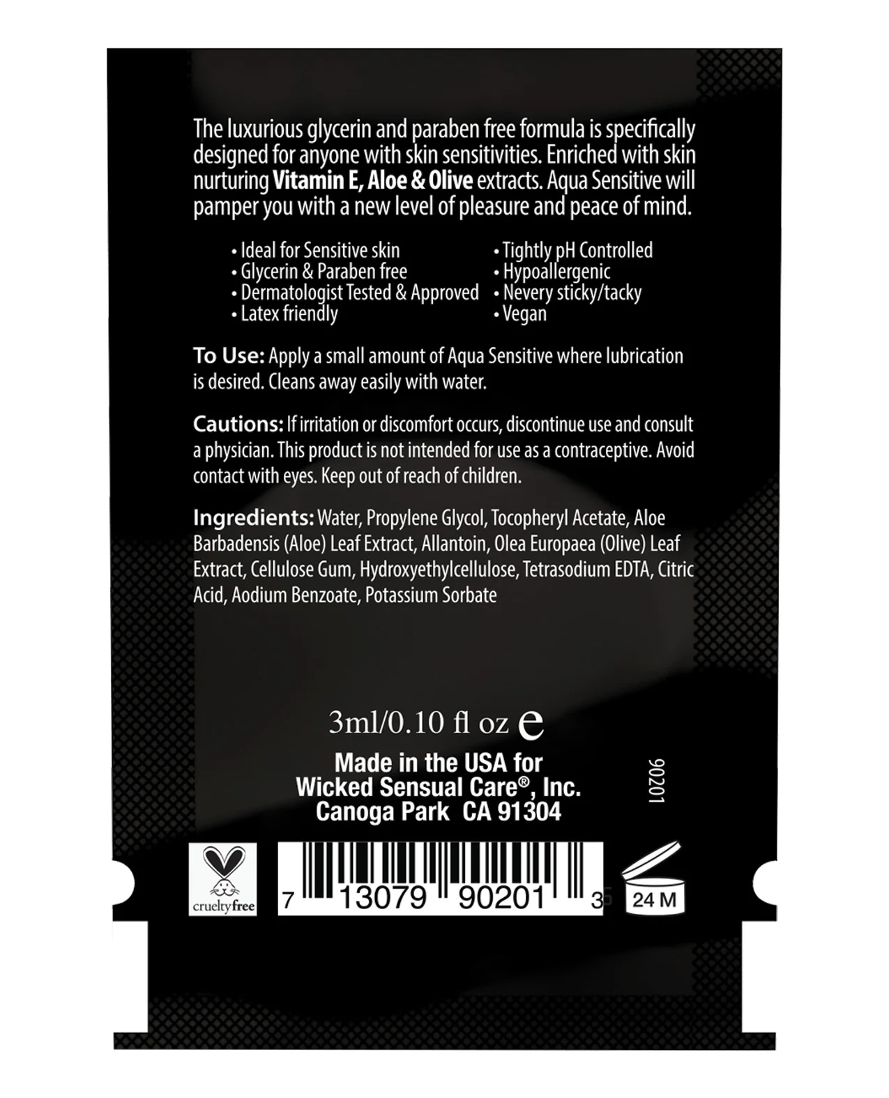 Wicked Sensual Care Hypoallergenic Aqua Sensitive Water Based Lubricant - .1 oz - Image 2