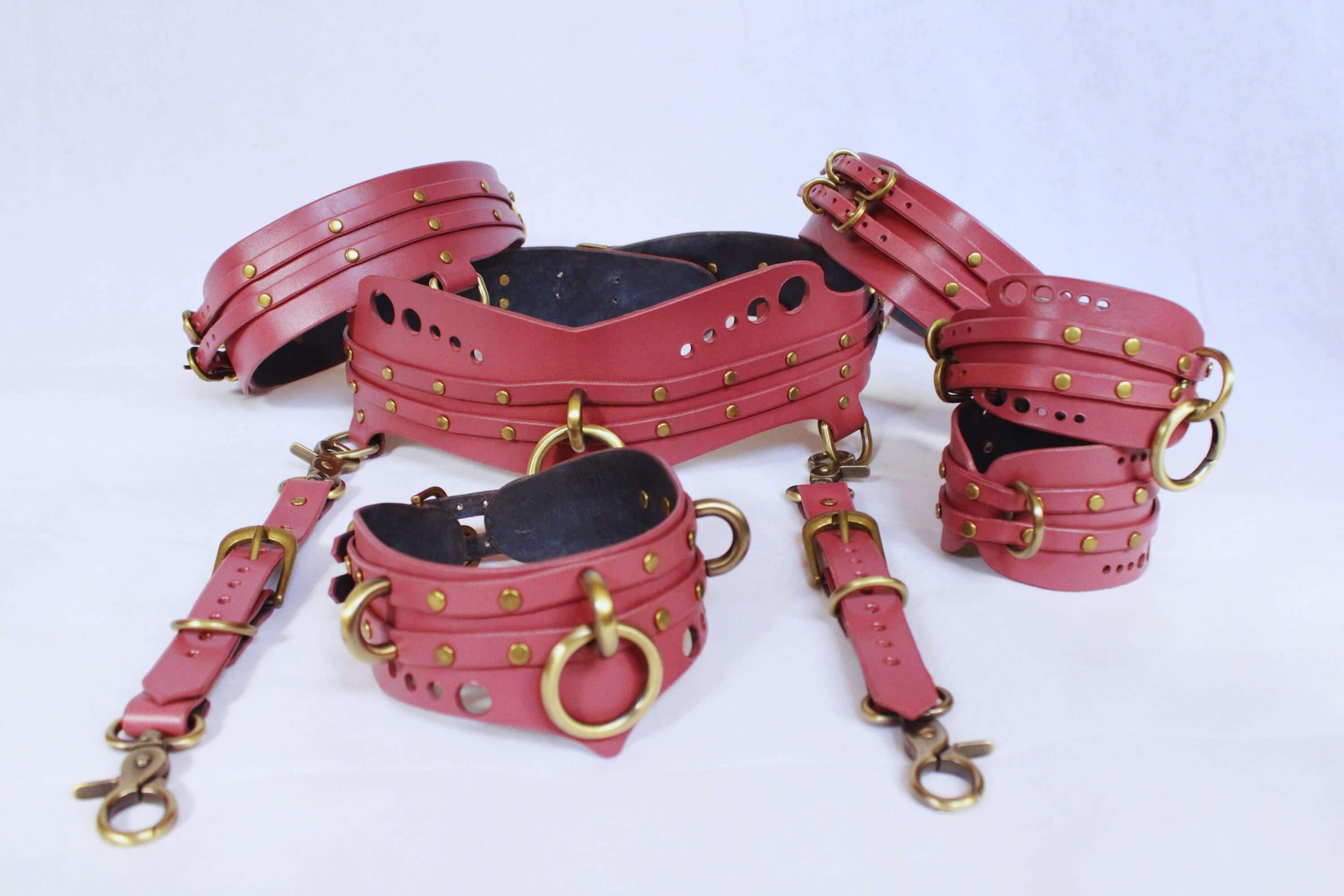Womens Body Harness Set with Thigh Cuffs Submissive Collar - Image 5