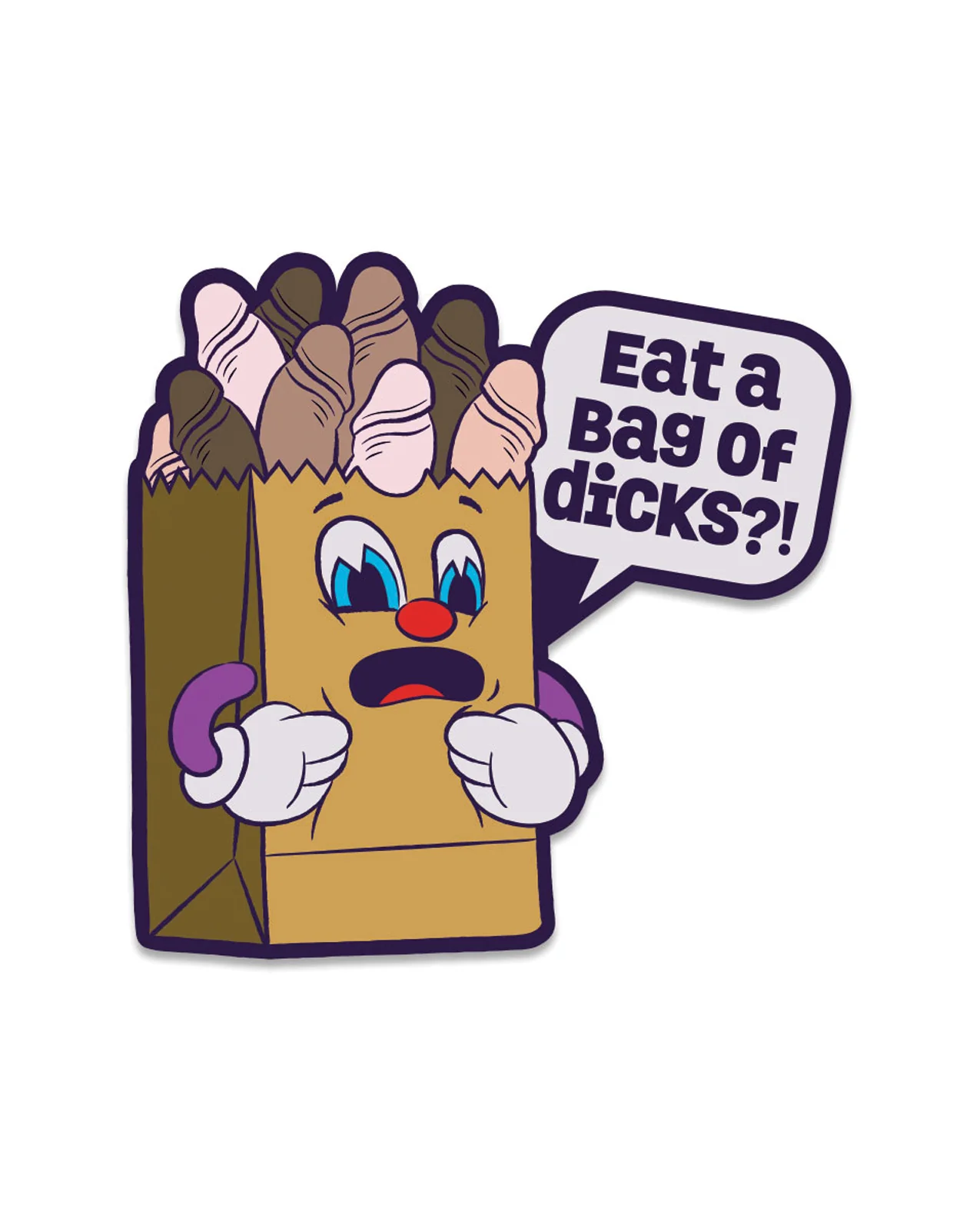 Wood Rocket Fuck Buddies Eat a Bag of Dicks Pin - Multi Color - Image 2