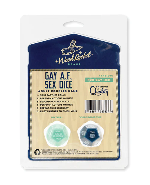 Wood Rocket Gay AF Gay Men Couples Sex Dice Game - Blue - Image 4