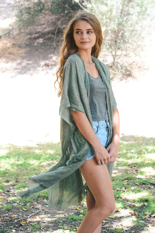 Woven Long Line Tribal Kimono - Image 5