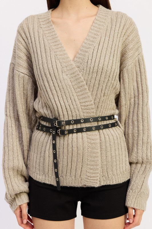 WRAPPED CARDIGAN WITH BELT - Image 2