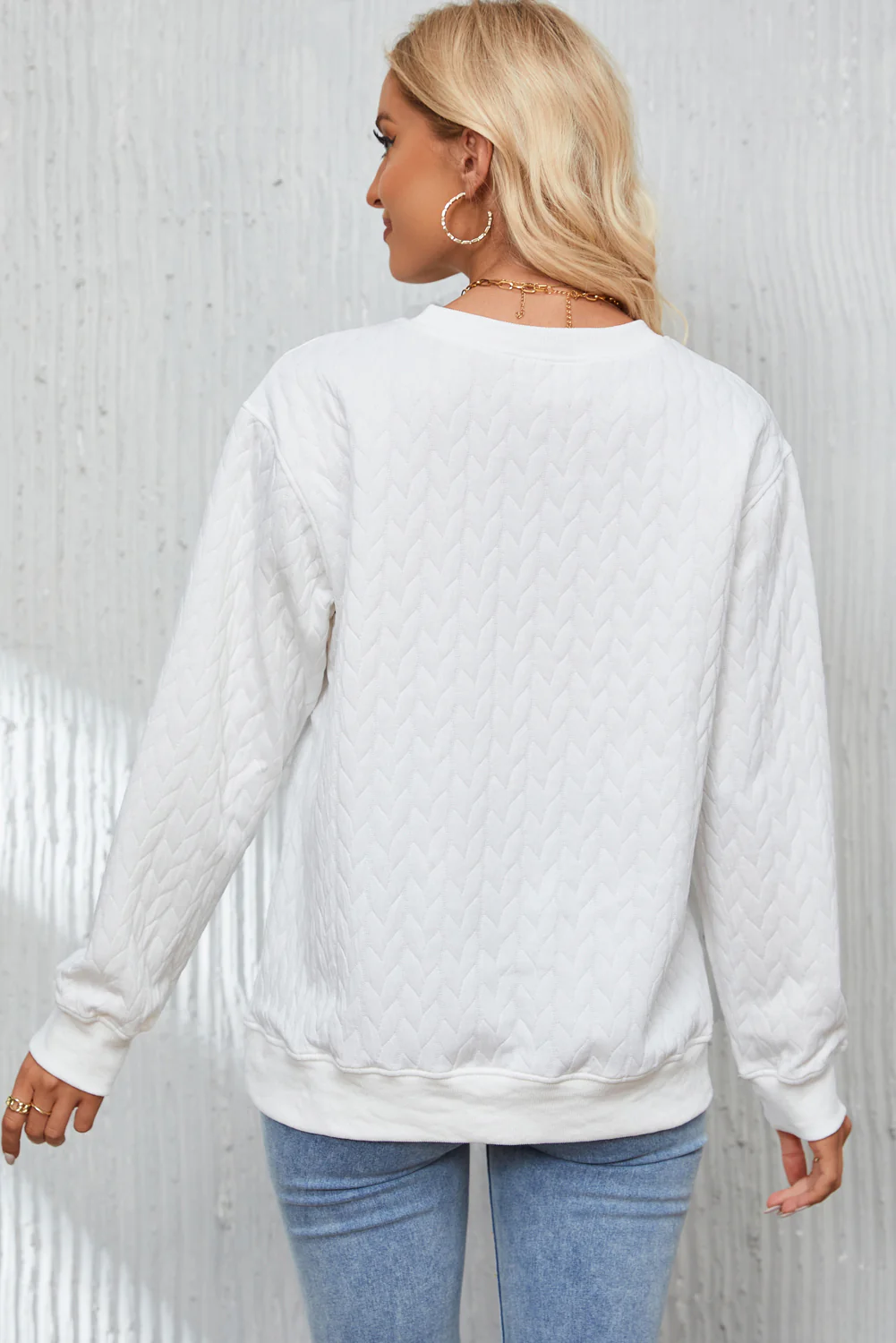 XOXO Heart Round Neck Dropped Shoulder Sweatshirt - Image 3