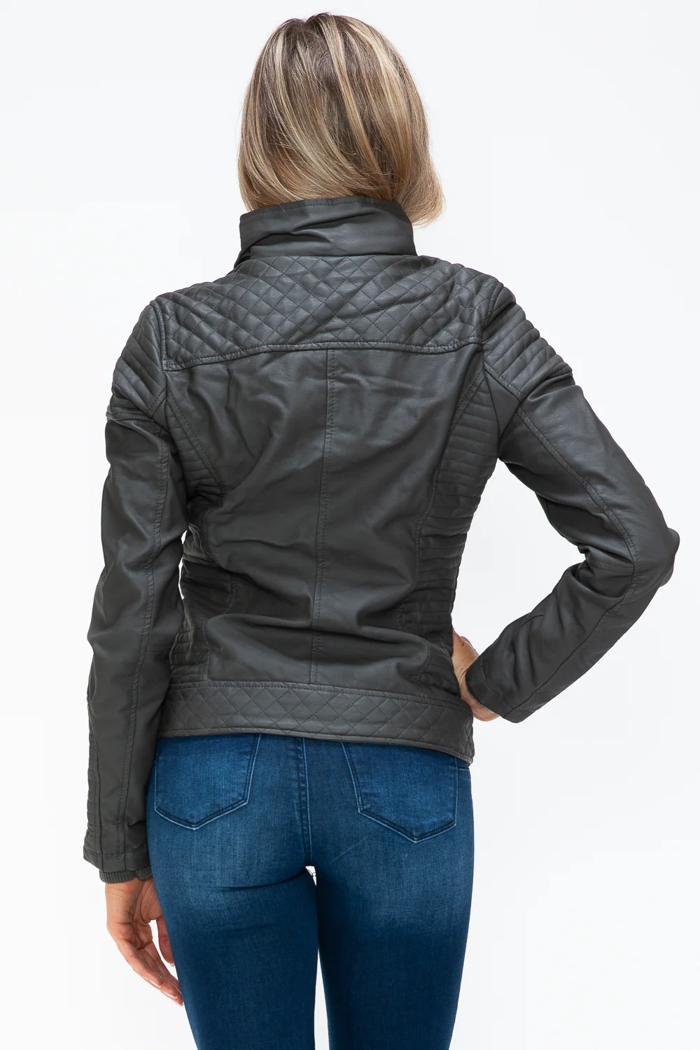 YMI Faux Layered Double-Zipper Jacket with Fuzzy Hood - Image 19