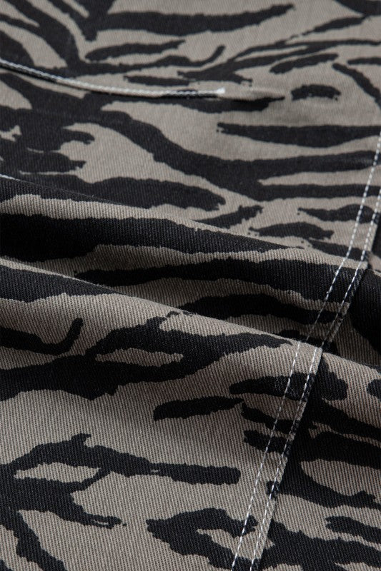 Zebra Stripe Denim Wide Barrel Leg Jeans - Image 8