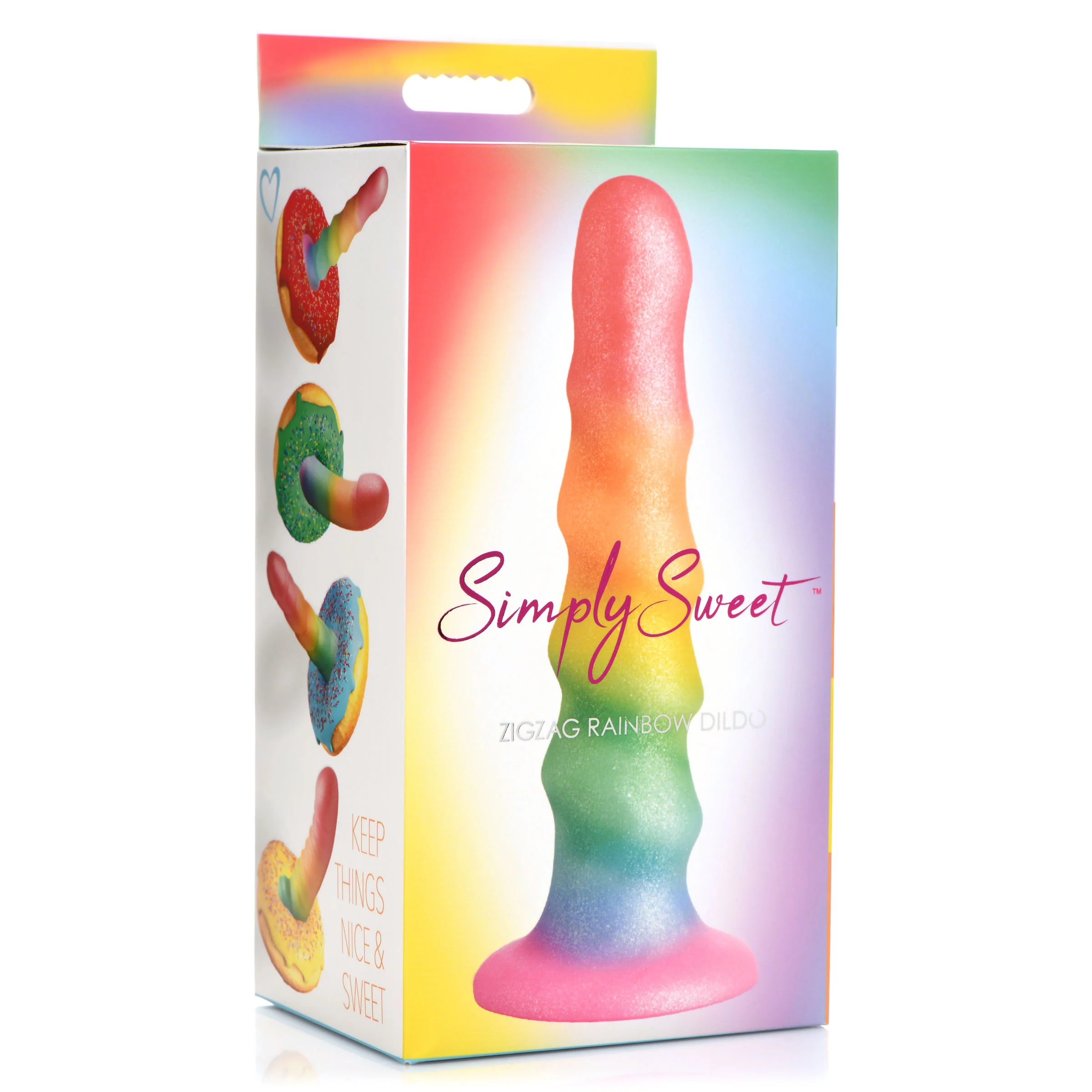 Zigzag Rainbow Silicone Dildo - Image 5