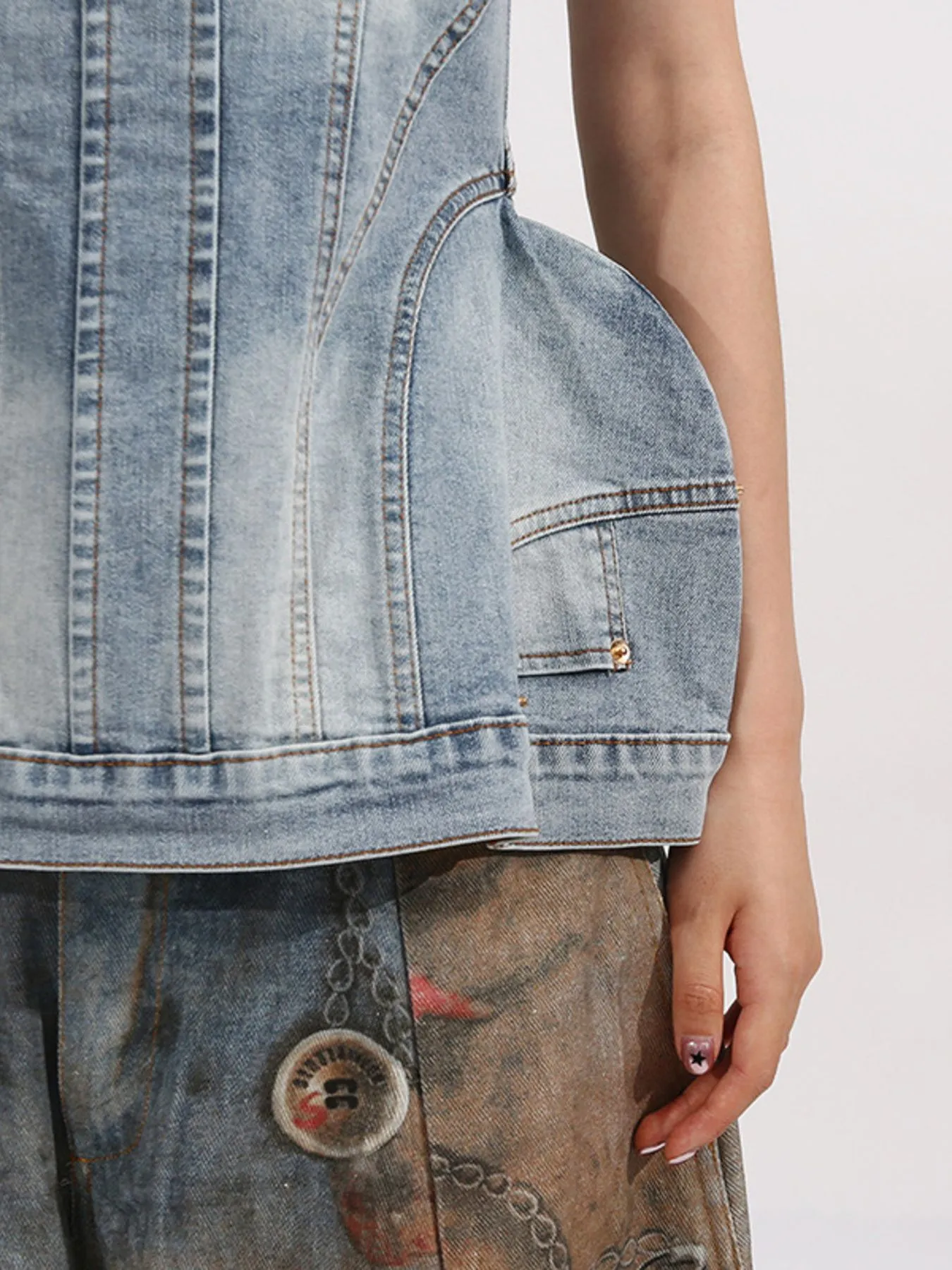 Zip Back Denim Tube Top - Image 7