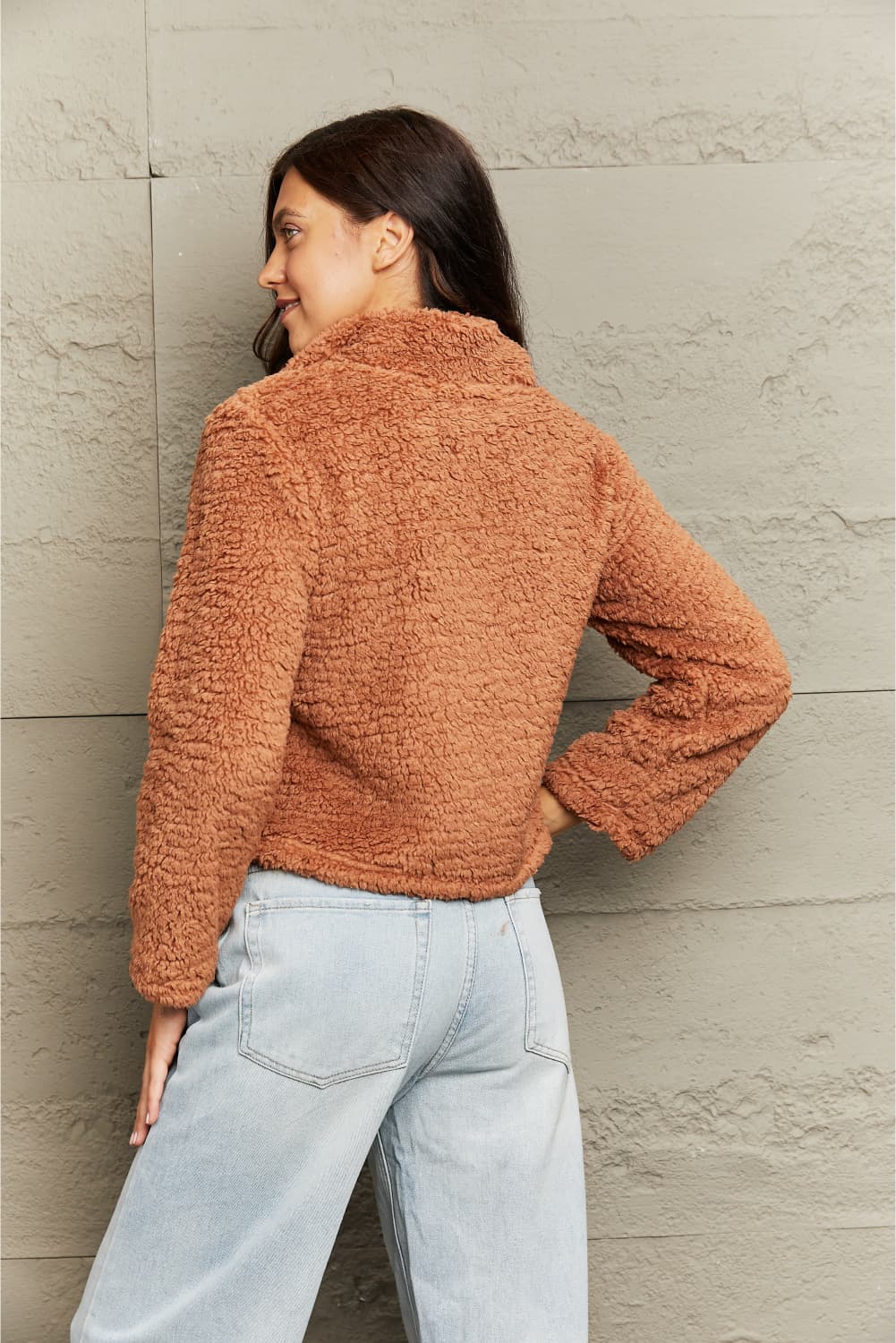 Zip-Up Collared Teddy Jacket - Image 2