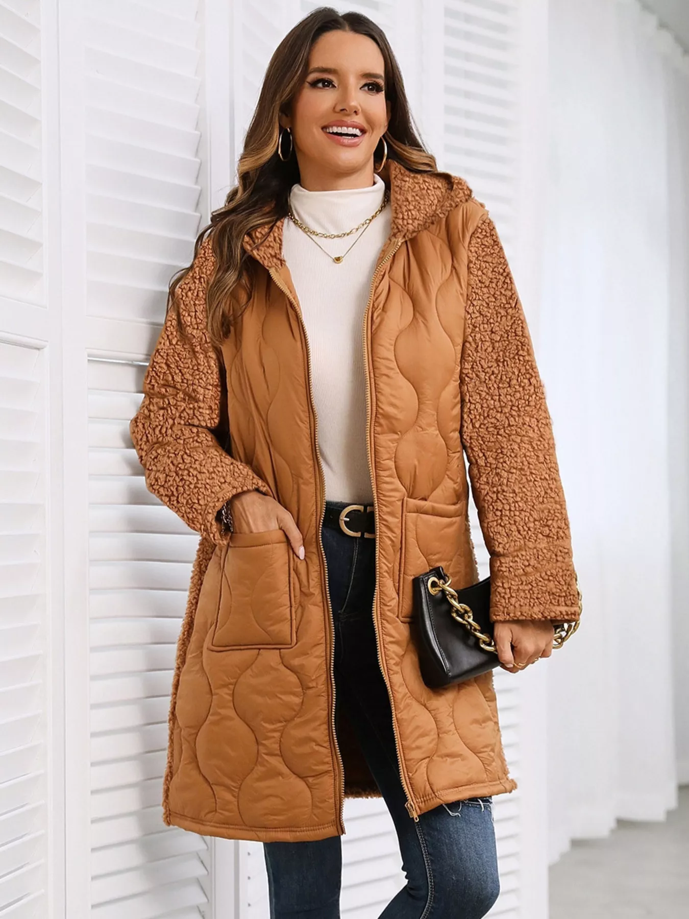 Zip Up Long Sleeve Hooded Outerwear - Image 5