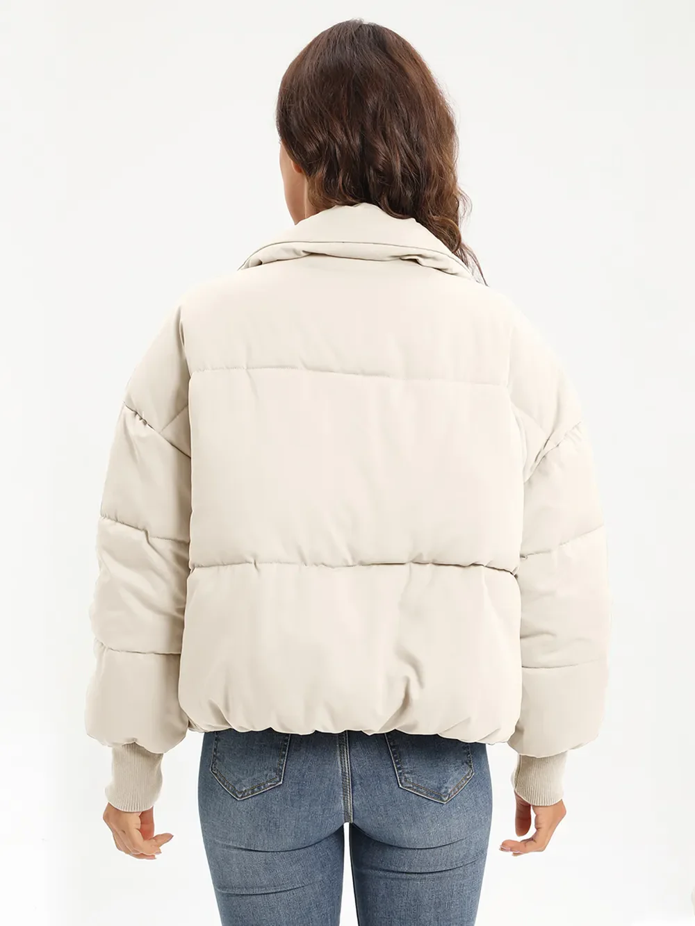 Zip Up Turtleneck Long Sleeve Puffer Jacket - Image 2