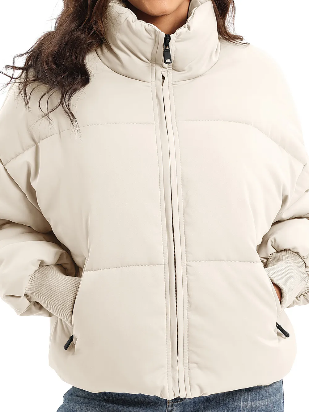 Zip Up Turtleneck Long Sleeve Puffer Jacket - Image 3