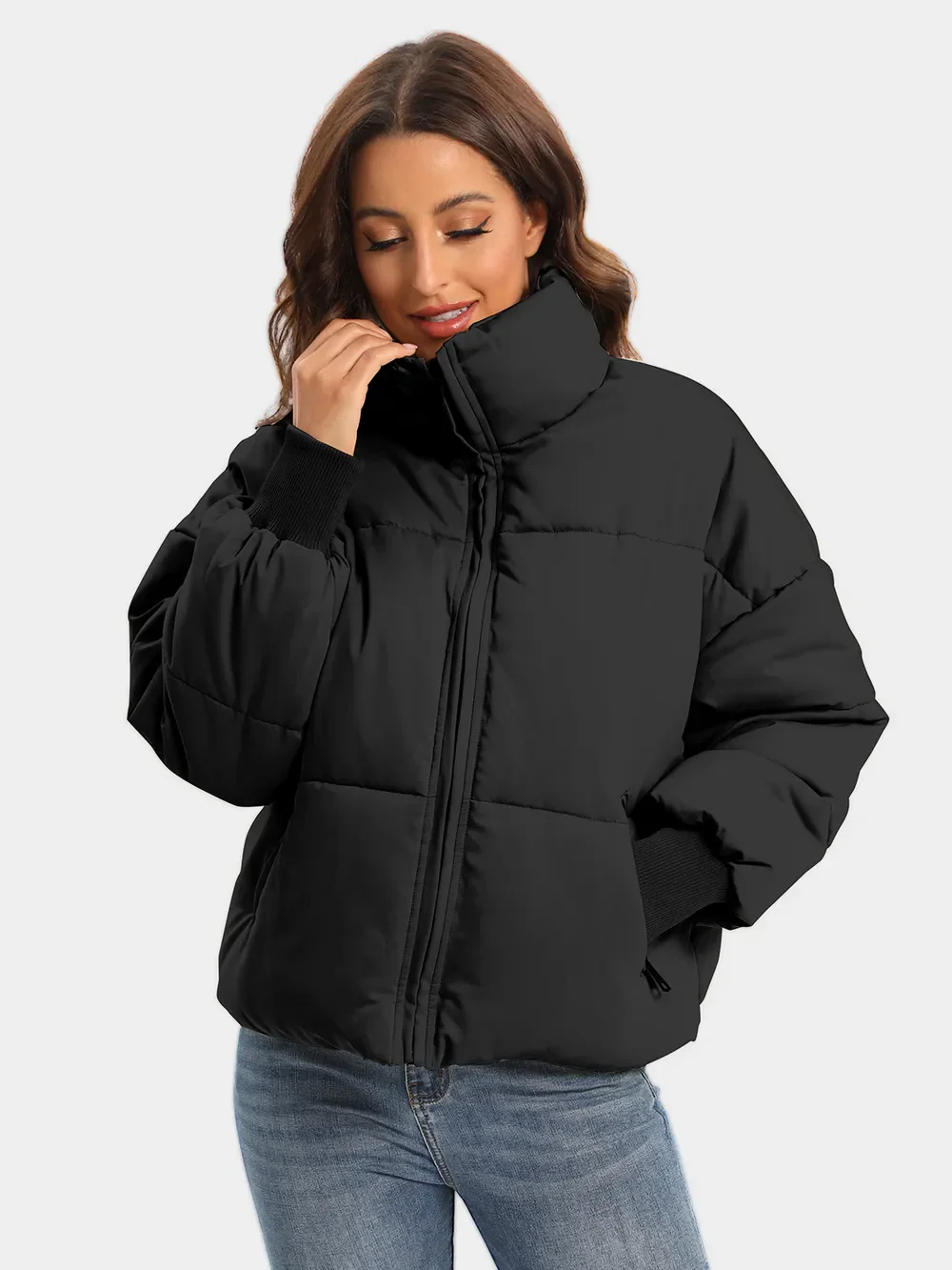 Zip Up Turtleneck Long Sleeve Puffer Jacket - Image 6